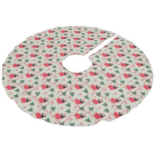 Puggy Christmas Tree Skirt Leinenimitat Weihnachtsbaumdecke