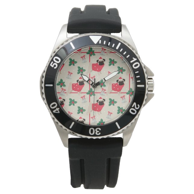 Puggy Christmas Watch Armbanduhr (Vorderseite)