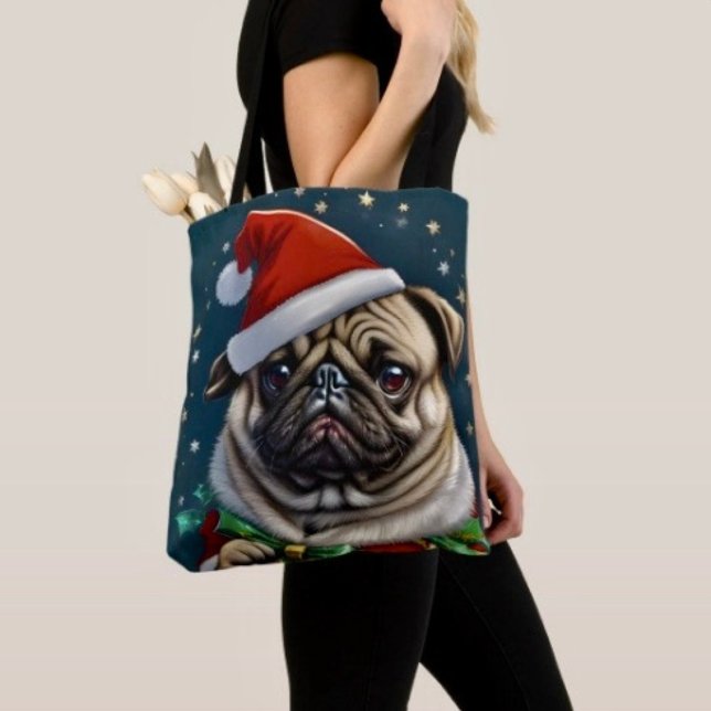 Puggy Claus Collection (Tote Bag — 100% polyester, black laminated lining 100% cotton web hand. Made in the USA.)
