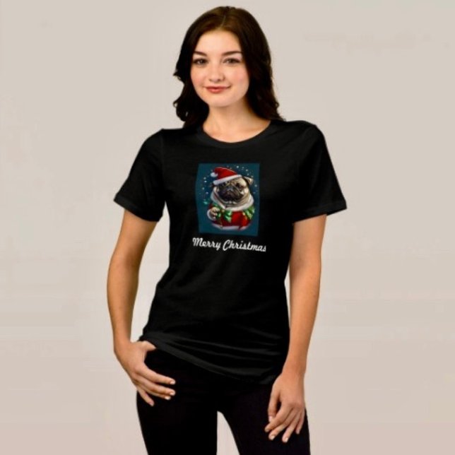 Puggy Claus Kollektion Tri-Blend Shirt (Comfy tri-blend women’s tee feminine fit, scoop neck, short sleeves, relaxed fit.  )