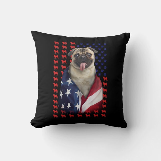 Puggy USA Flag Kissen (Vorderseite)