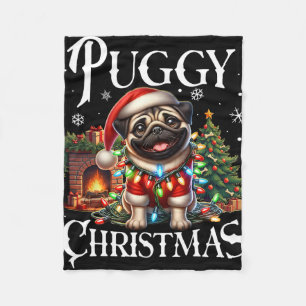 Puggy Weihnachten Pug Xmas Pug Santa Claus Pug Fleecedecke