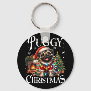 Puggy Weihnachts Pug Xmas Pug Weihnachtsmann Pug Schlüsselanhänger