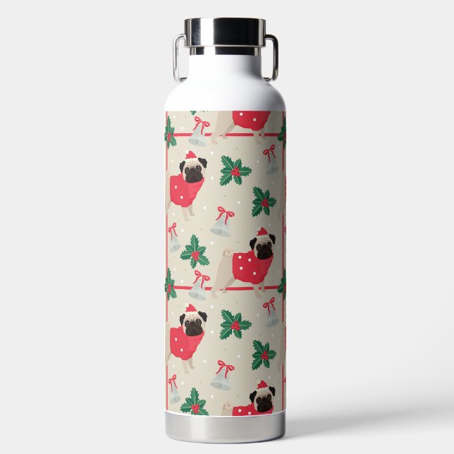 Puggy Weihnachtswasserflasche Trinkflasche (Vorderseite)