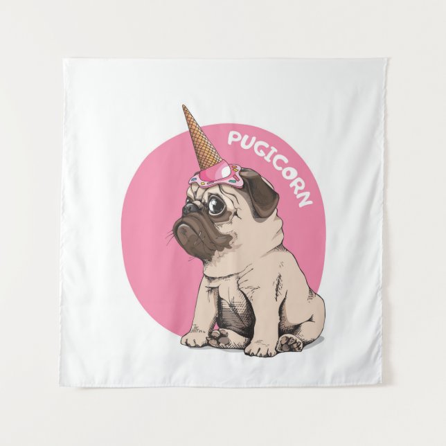 Pugicorn Wandteppich (Vorderseite)
