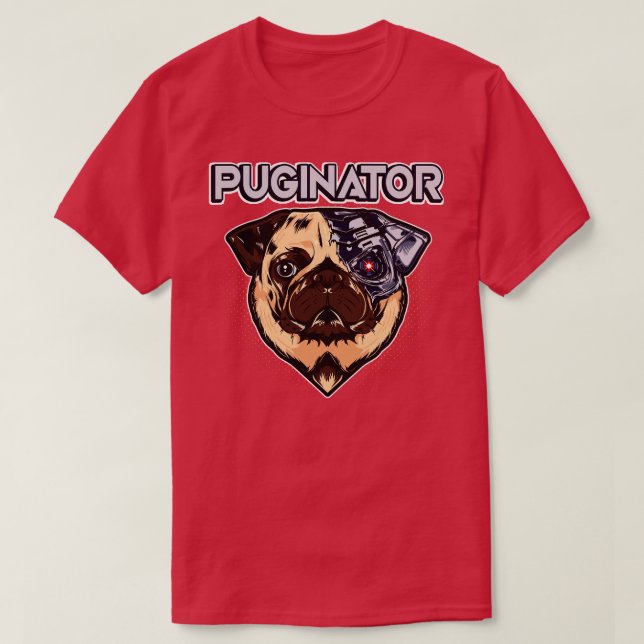 Puginator Funny Robot Mops Dog T-Shirt (Design vorne)