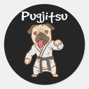 Pugjitsu Lustiger Hund Pug Zitat Brasilianisches J Runder Aufkleber
