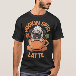 Pugkin Gewürz Latte Lustiger Herbst Süßer Pug Hall T-Shirt