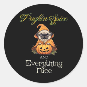 Pugkin Gewürz und alles schön Runder Aufkleber