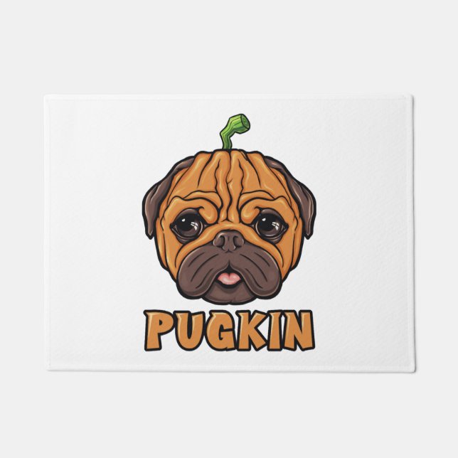 Pugkin - Halloween Mops Pumpkin Fußmatte (Vorderseite)