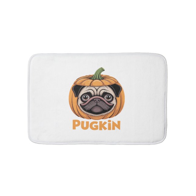 Pugkin Mops Halloween Happy Halloween Oversized T- Badematte (Vorderseite)