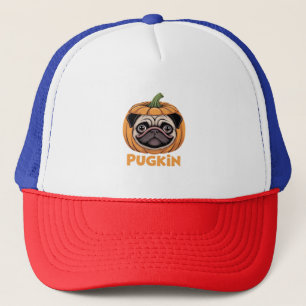 Pugkin Mops Halloween Happy Halloween Oversized T- Truckerkappe