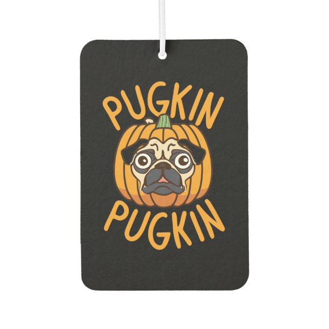 Pugkin Mops Hund Halloween Autolufterfrischer (Vorderseite)