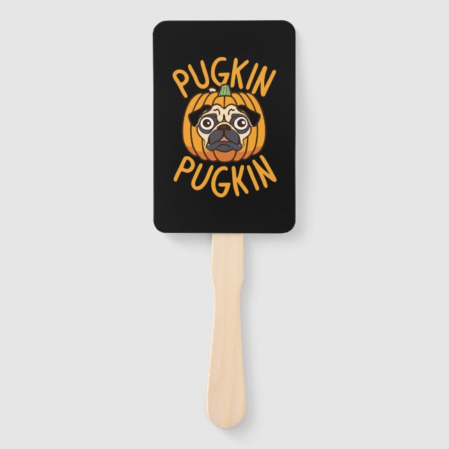 Pugkin Mops Hund Halloween Fächer (Vorderseite)