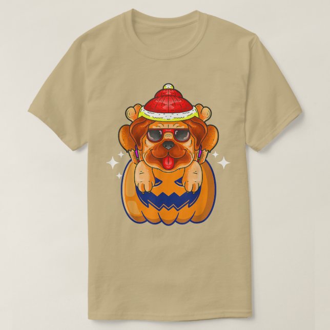 Pugkin Mops Pumpkin Halloween Erntedank Men Wome T-Shirt (Design vorne)