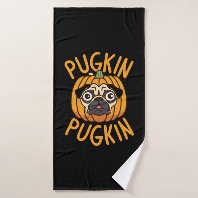 Pugkin Pug Dog Halloween Badehandtuch (Badehandtuch)