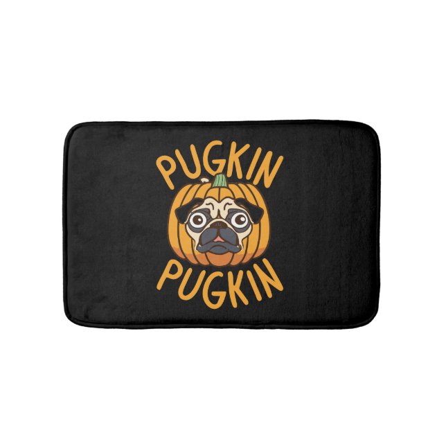 Pugkin Pug Dog Halloween Badematte (Vorderseite)