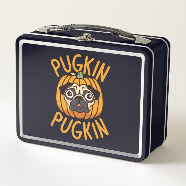 Pugkin Pug Dog Halloween Metall Brotdose (Vorderseite)