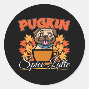Pugkin Spice Latte - Mops Dog Pumpkin Puff Runder Aufkleber