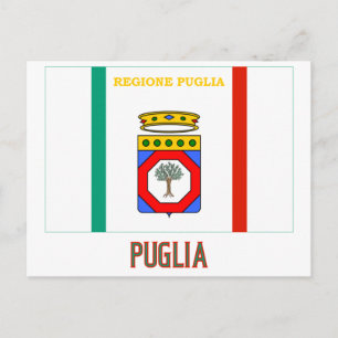 Puglia-Flagge mit Namen Postkarte