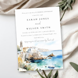 Puglia Italien Aquarell-Landschaft Hochzeit Jubilä Einladung