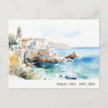 Puglia, Italien Aquarell-Landschaft Reise