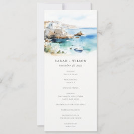 Puglia, Italy Watercolor Landscape Wedding Program Einladung