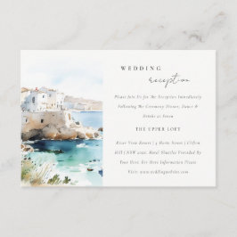 Puglia Italy Watercolor Scape Wedding Reception Begleitkarte