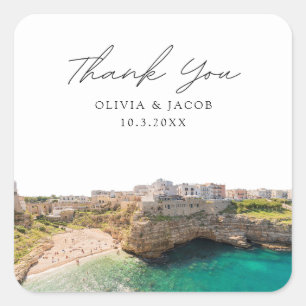 Puglia Wedding Destination Gefallen Vielen Dank Quadratischer Aufkleber