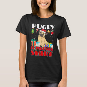 Pugly Weihnachten Mops Hund Xmas Pyjama Feiertag S T-Shirt