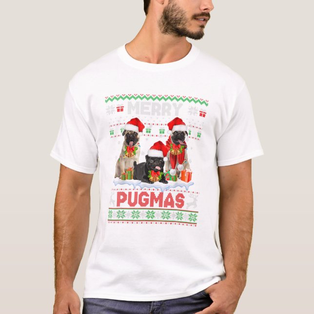 Pugmas Weihnachten Ugly Mops T-Shirt (Vorderseite)