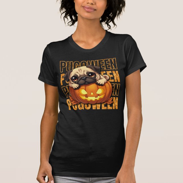 PUGOWEEN - Mops Lovers Halloween T-Shirt (Vorderseite)