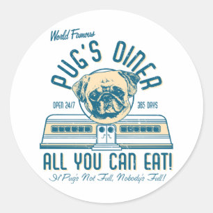 Pug's Diner 50er Jahre Vintage Retro Aufkleber