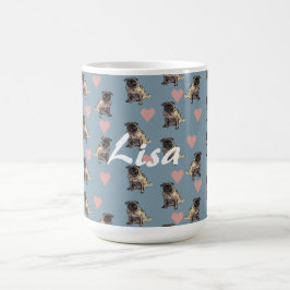 Pugs & hearts kaffeetasse