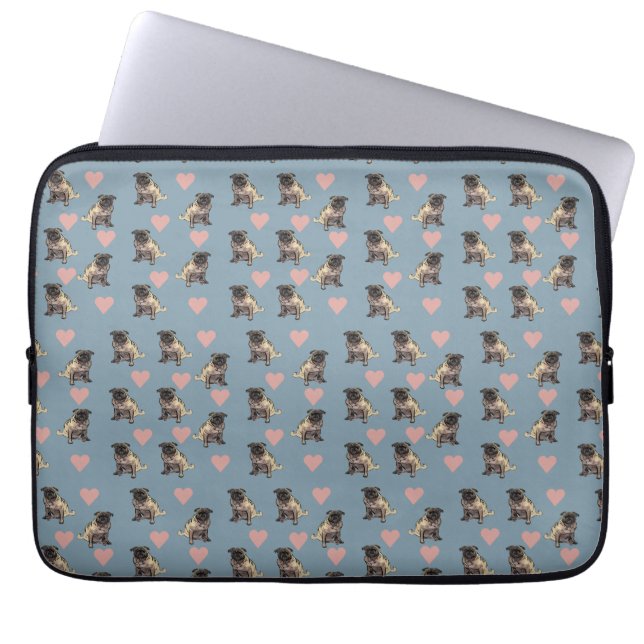 Pugs & hearts laptopschutzhülle (Vorderseite)