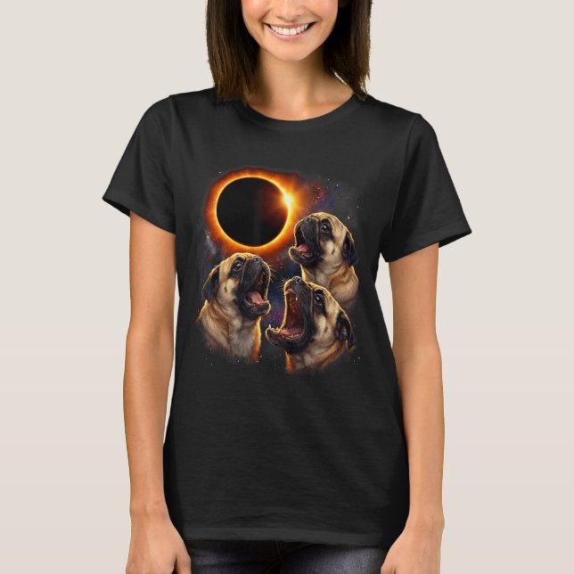Pugs Howling Total Solar Eclipse T-Shirt (Vorderseite)