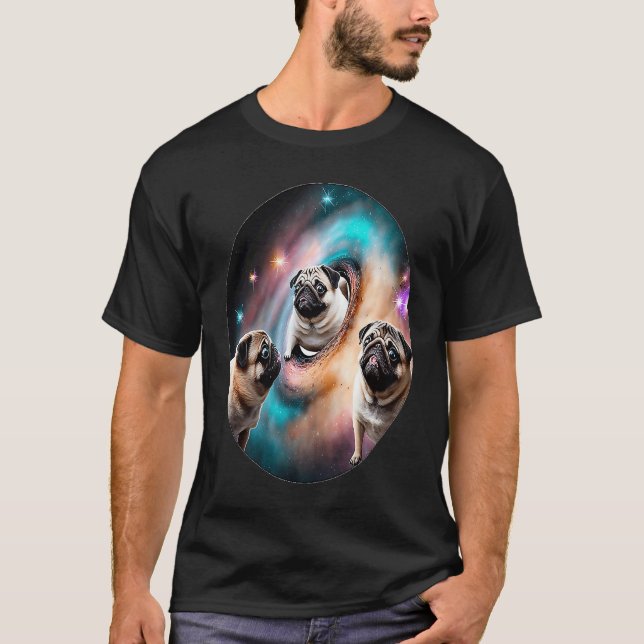 Pugs In Space With Donuts Cute Pug Boys Girls Men  T-Shirt (Vorderseite)