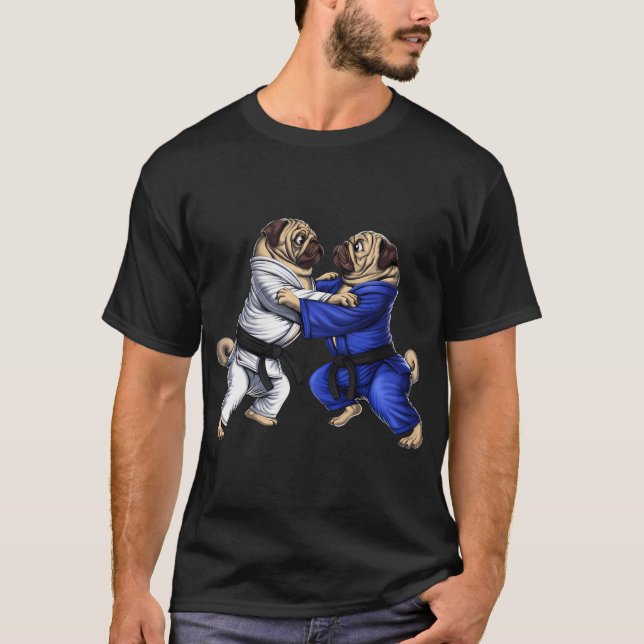 Pugs Jiu-Jitsu Ringer T-Shirt (Vorderseite)