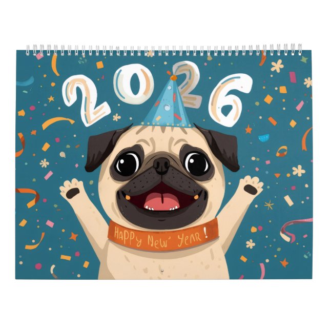  “Pugs of Joy: A 2026 Celebration Calendar” Kalender (Rückseite)