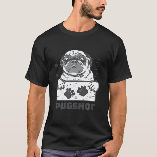 Pugshot - Mops Jail Mugshot T-Shirt (Vorderseite)