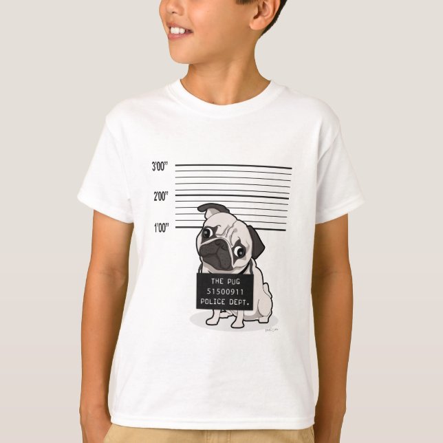Pugshot: Mops Mugshot T-Shirt (Vorderseite)