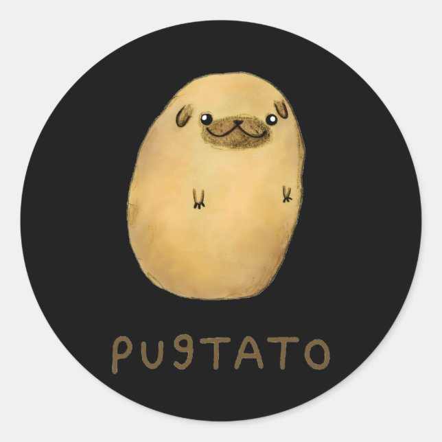 Pugtato Dog Funny Niedlich Runder Aufkleber (Vorderseite)
