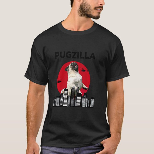 Pugzilla Mops Mama Mops Vater Mops Mops Tier T-Shirt (Vorderseite)