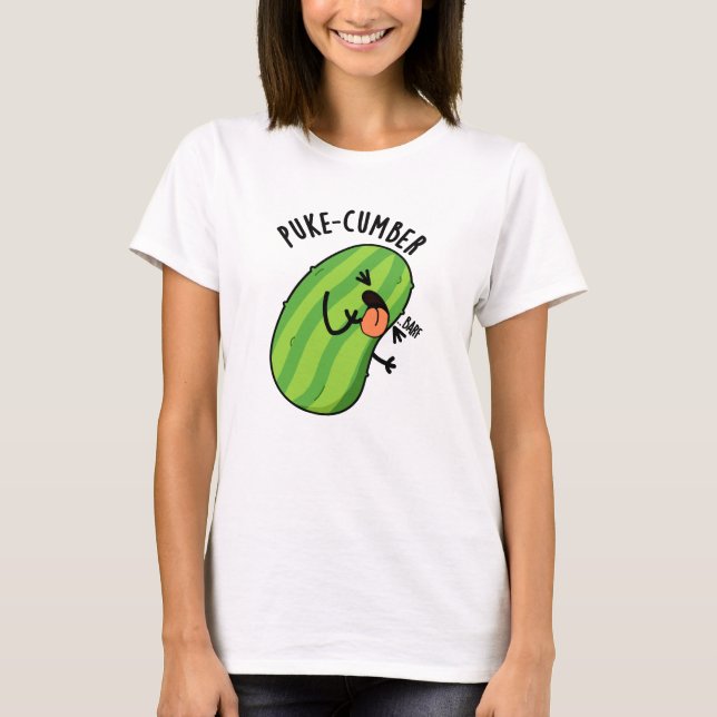 Puke cumber Funny Cucumber Pun T-Shirt (Vorderseite)