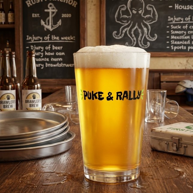 Puke & Rally Pint Glas | Party Legend Edition (Von Creator hochgeladen)