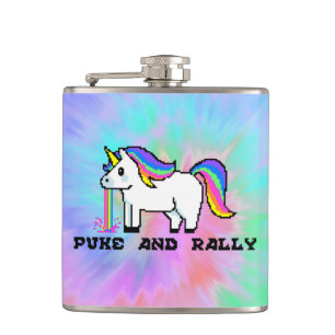 Puke & Rally Regenbogen-Einhorn-Flasche Tie-Dye- Flachmann
