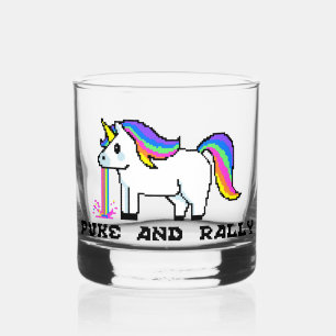 Puke & Rally Regenbogen Einhorn Rocks Glas   Pixel