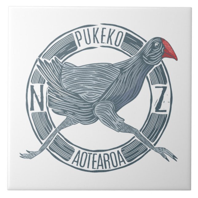 Pukeko Neuseeländischer Vogel Fliese (Vorderseite)