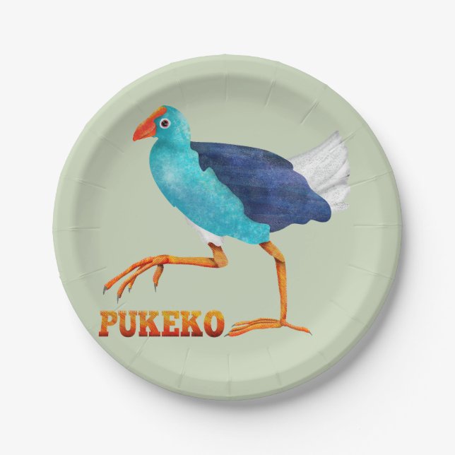 Pukeko Pappteller (Vorderseite)