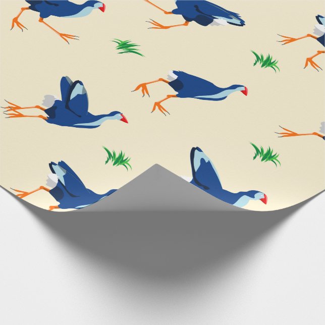Pukeko Swamp Hen birds Muster Geschenkpapier (Ecke)